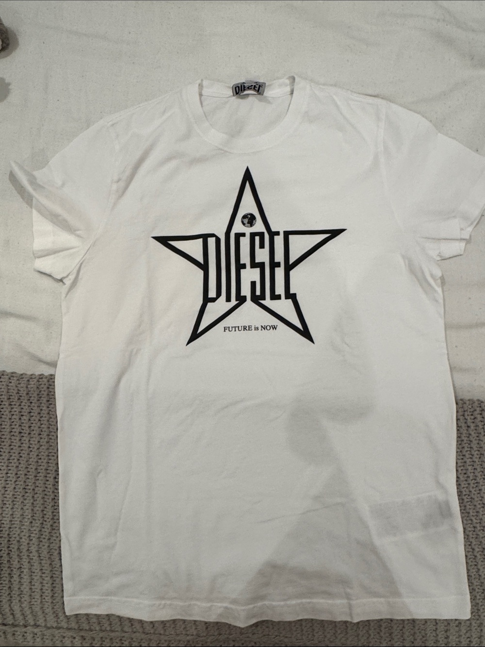 Diesel White T‑Shirt with Black Star Logo
